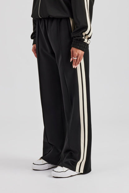 Cernucci Taping Wide Leg Track Pant - Black — XS — Front View