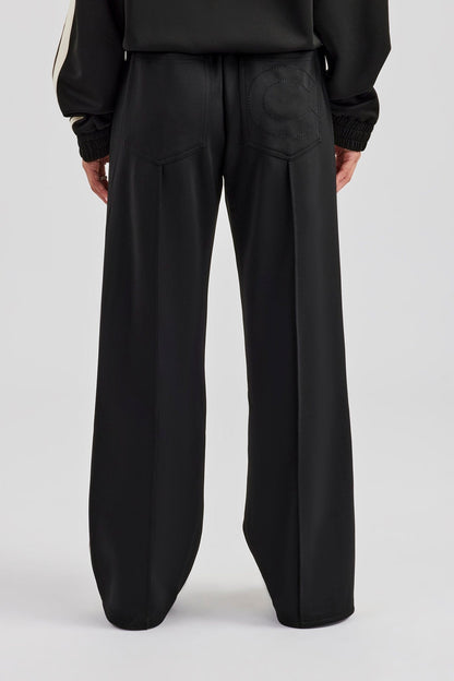 Cernucci Taping Wide Leg Track Pant - Black — XS — Top View