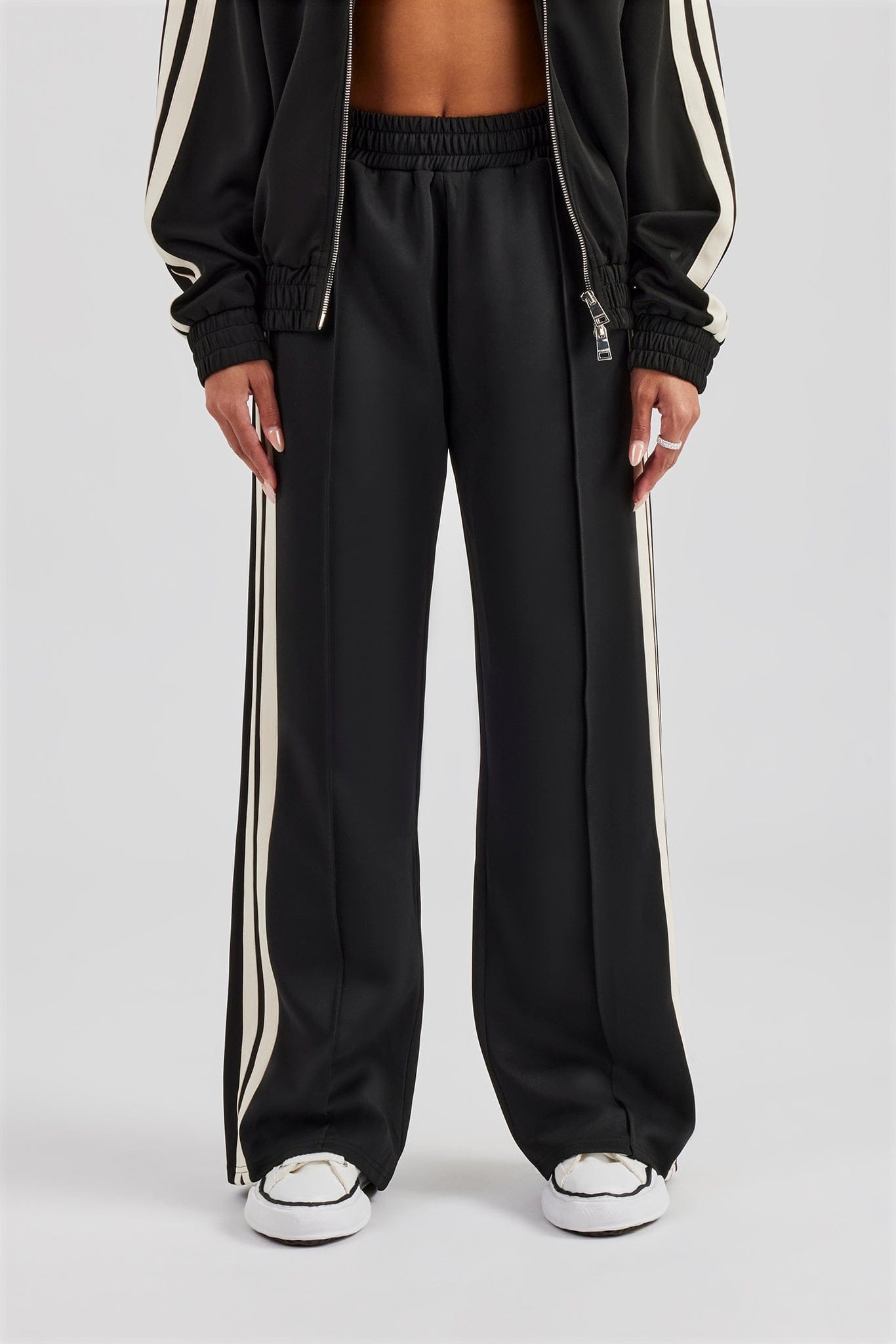 Cernucci Taping Wide Leg Track Pant - Black — XS — Back View