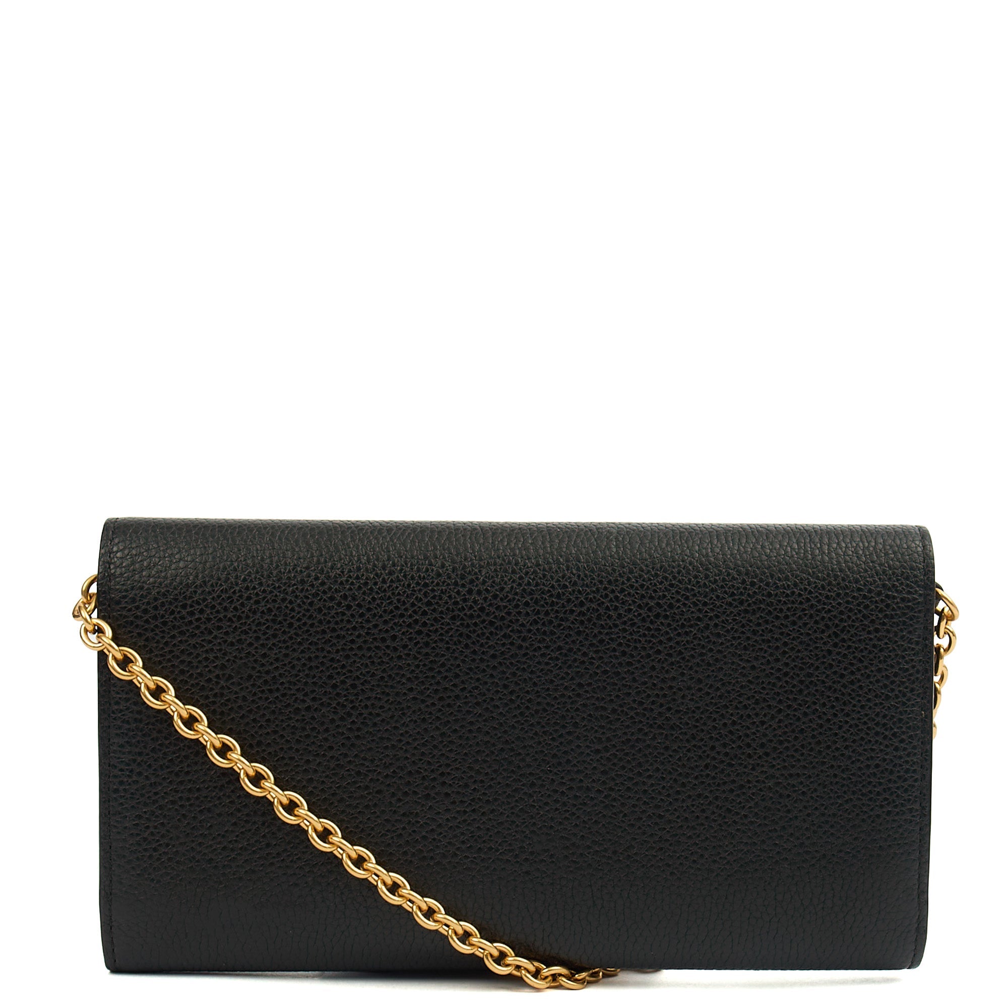 Mulberry Cross Body Wallet on Chain in Black, Calfskin Leather — Top View