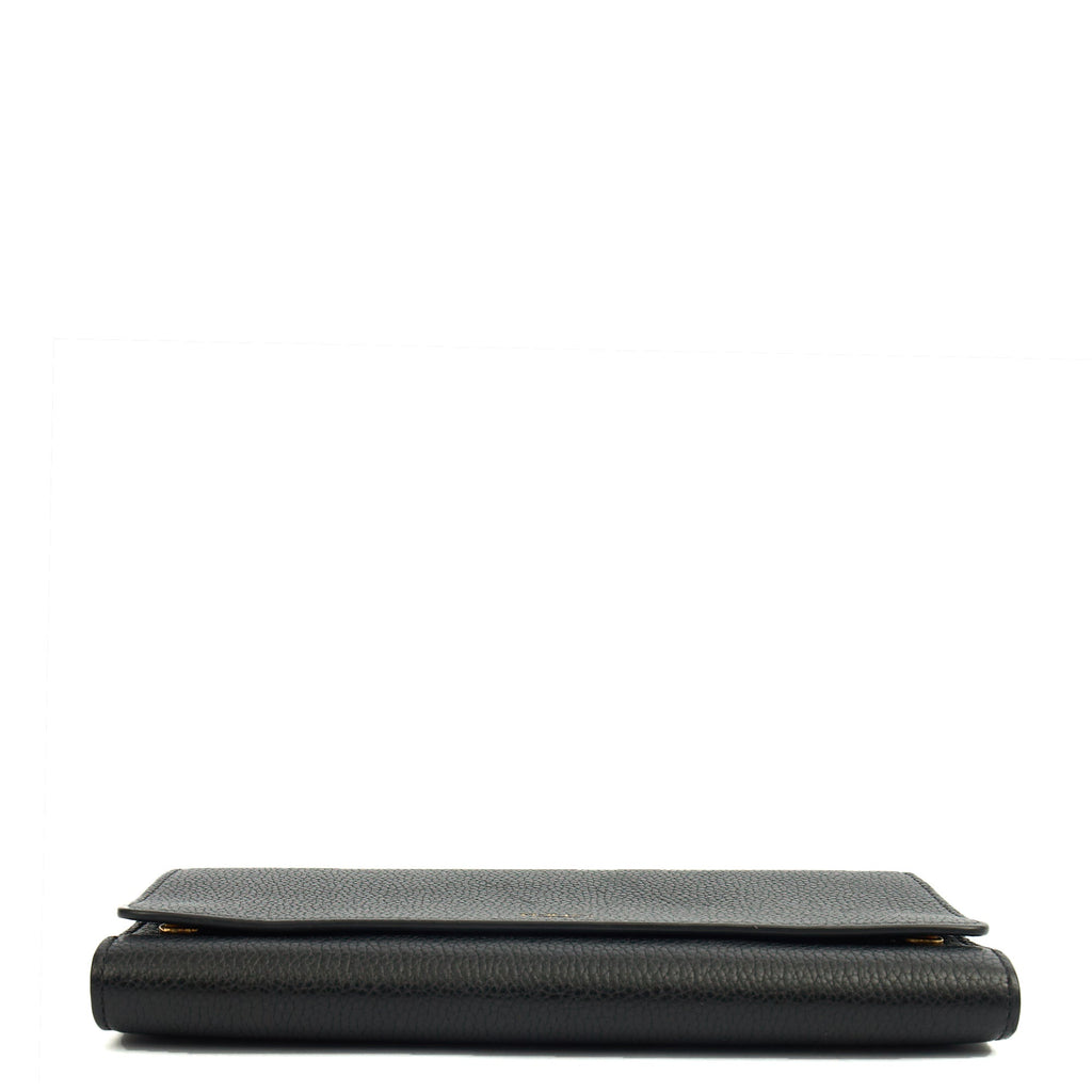 Mulberry Cross Body Wallet on Chain in Black, Calfskin Leather — Detail View