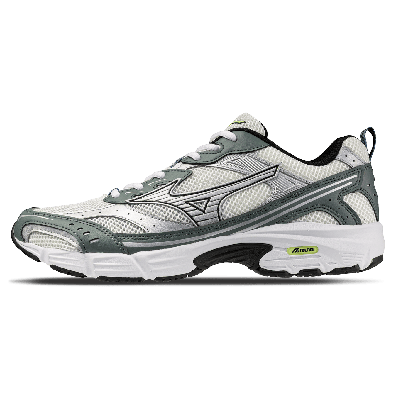 Mizuno MXR Sport 'Snow White Silver Balsam Green' — UK 4 | EU 36.5 | US 5 — Front View