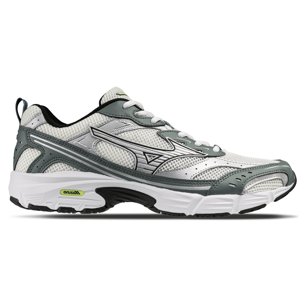 Mizuno MXR Sport 'Snow White Silver Balsam Green' — UK 4 | EU 36.5 | US 5 — Side View