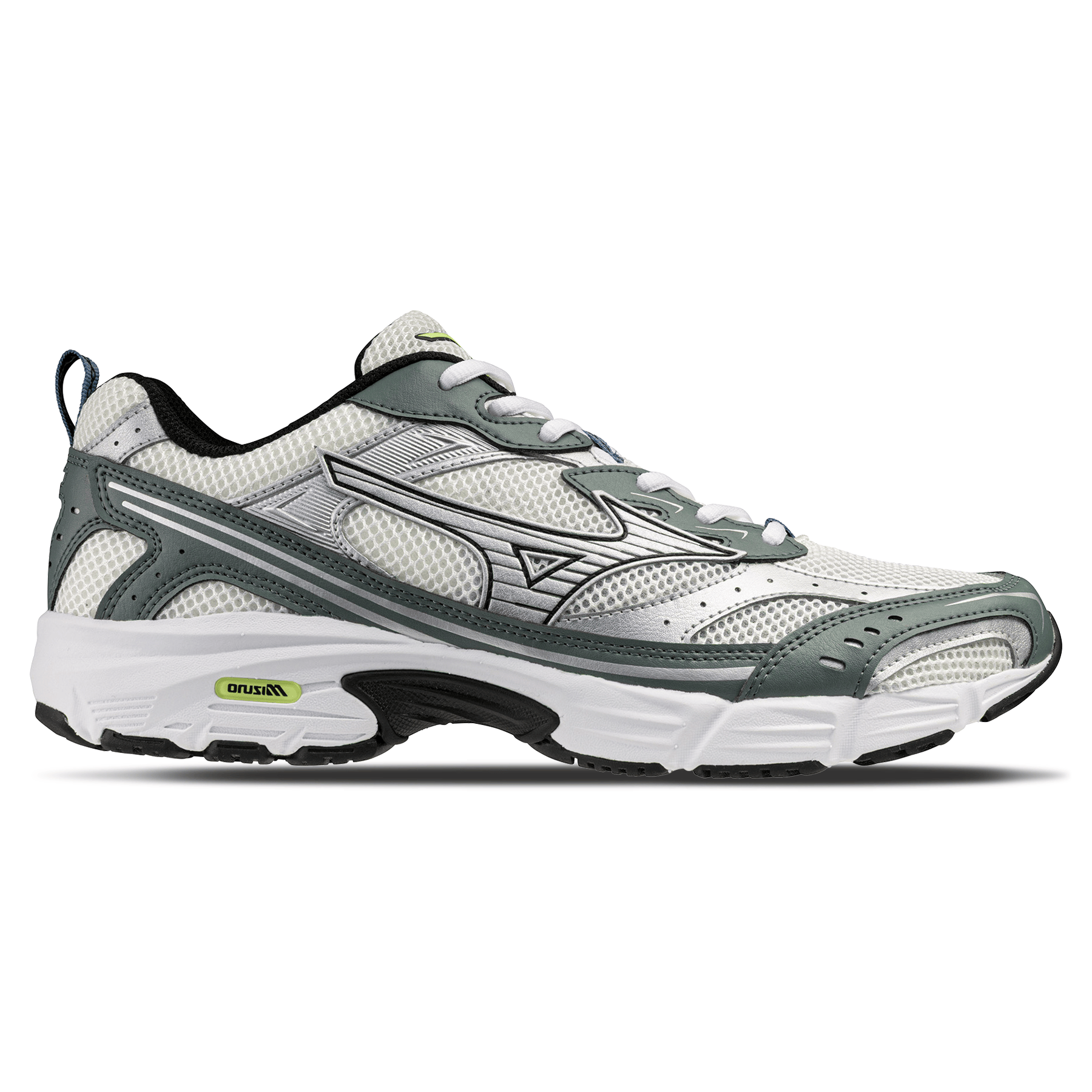 Mizuno MXR Sport 'Snow White Silver Balsam Green' — UK 4 | EU 36.5 | US 5 — Side View