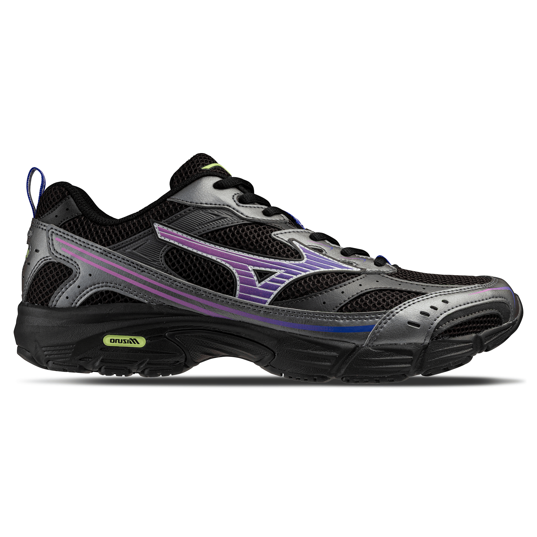 Mizuno MXR Sport 'Black Spring Crocus Metallic Gray' — UK 4 | EU 36.5 | US 5 — Side View