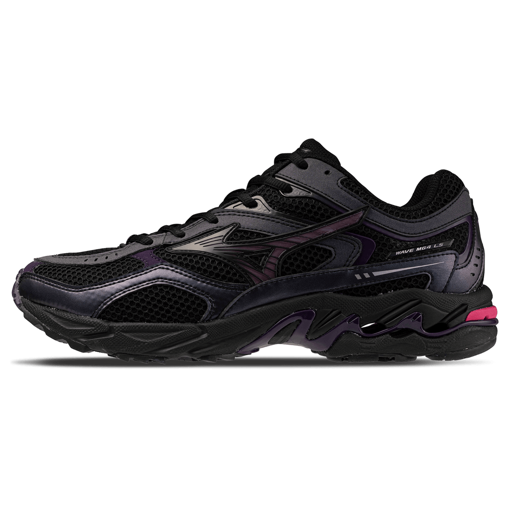 Mizuno Wave Mustang LS Sport 'Black Fuchsia Purple Blackberry Cordial' — UK 4 | EU 36.5 | US 5 — Front View