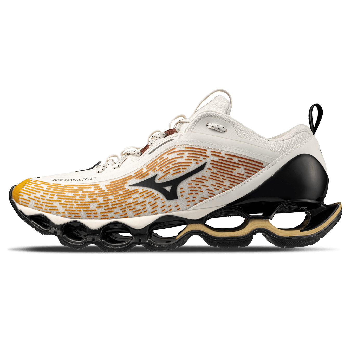 Mizuno Wave Prophecy 13.2 'Harvest Gold Black Snow White' — UK 4 | EU 36.5 | US 5 — Front View