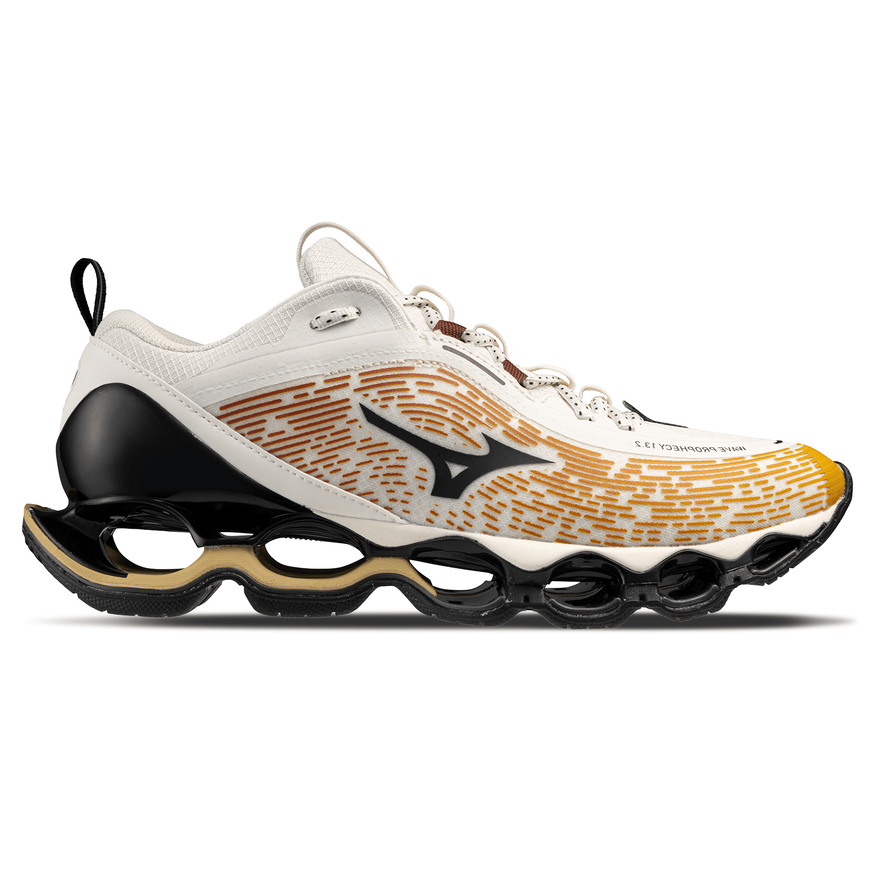 Mizuno Wave Prophecy 13.2 'Harvest Gold Black Snow White' — UK 4 | EU 36.5 | US 5 — Side View