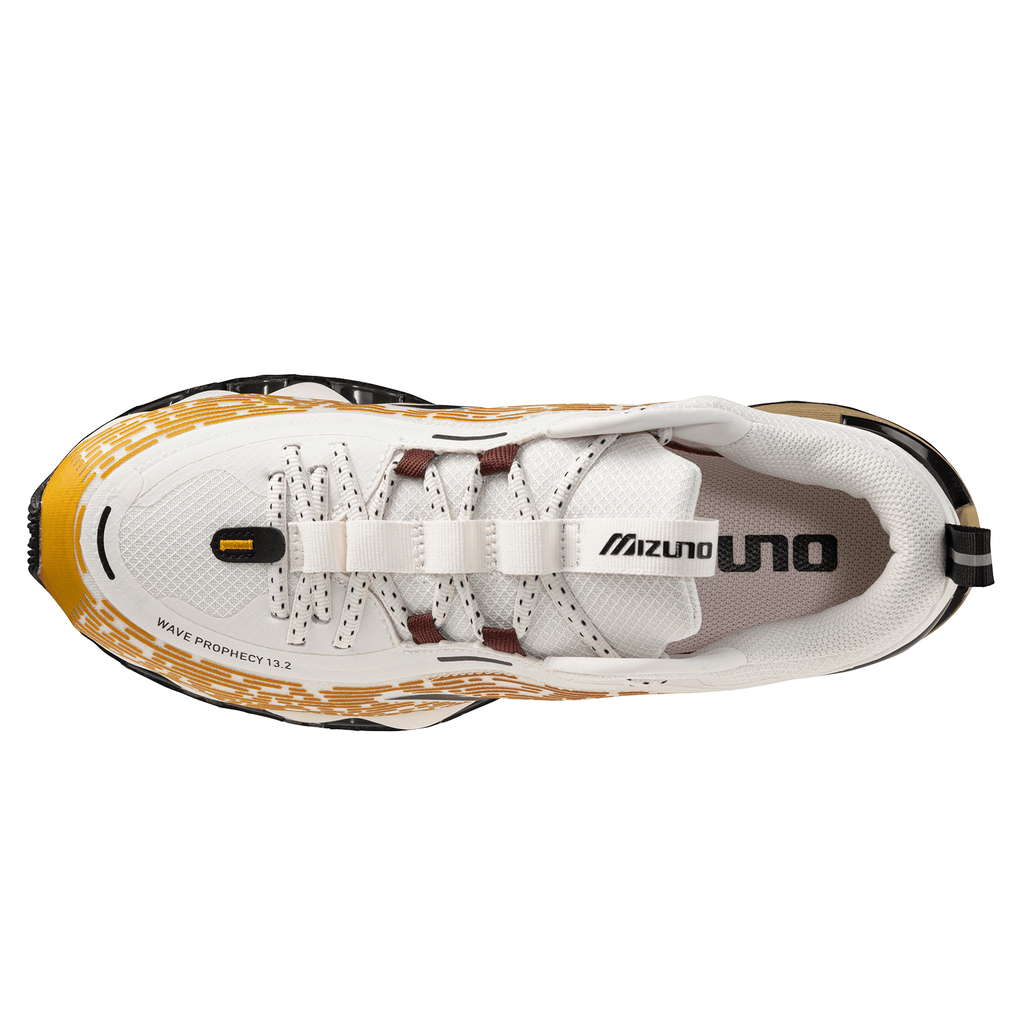 Mizuno Wave Prophecy 13.2 'Harvest Gold Black Snow White' — UK 4 | EU 36.5 | US 5 — Top View