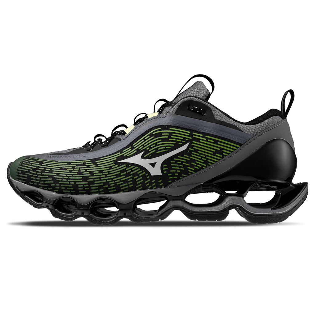 Mizuno Wave Prophecy 13.2 'Green Glow Cloudscape Quiet Shade' — UK 4 | EU 36.5 | US 5 — Front View