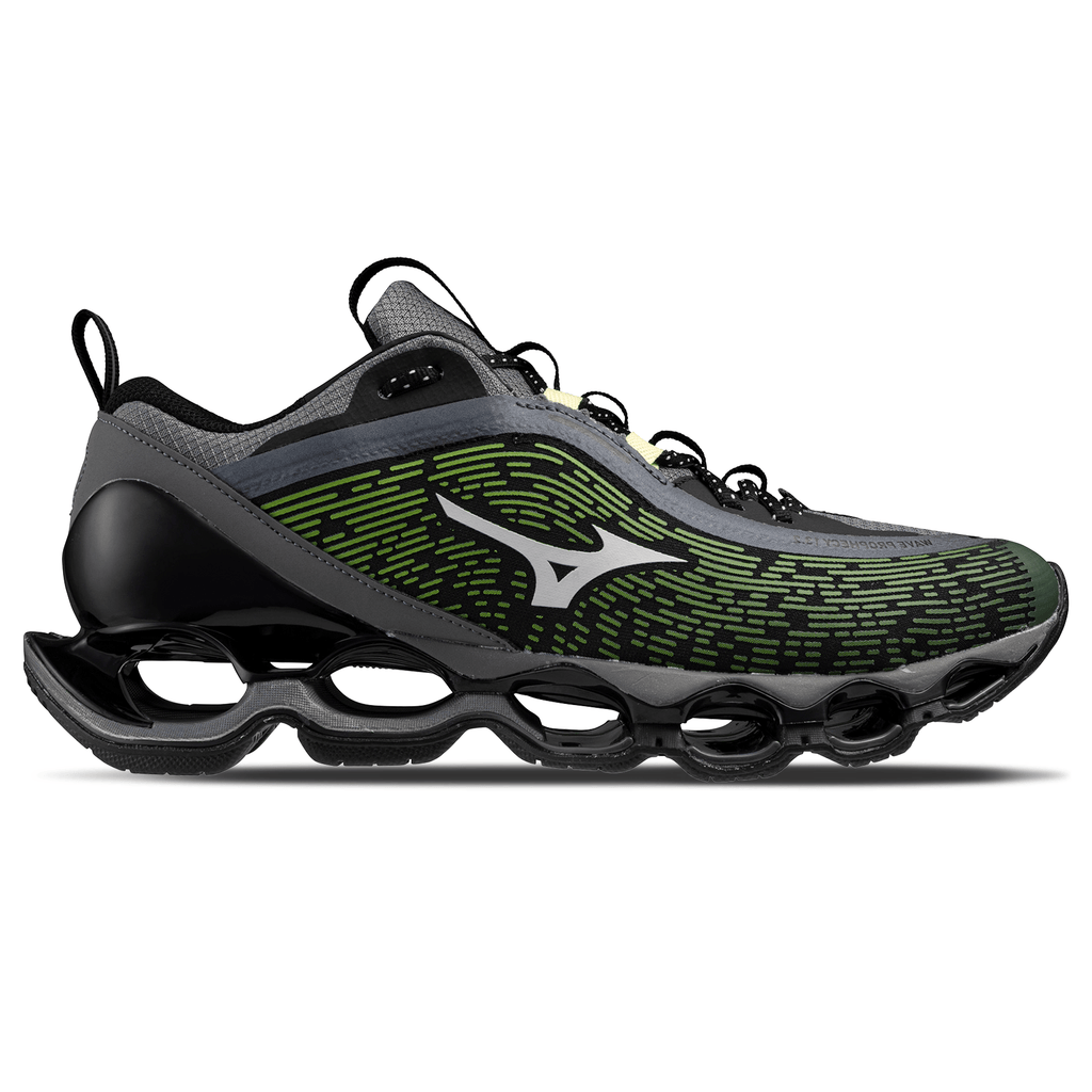 Mizuno Wave Prophecy 13.2 'Green Glow Cloudscape Quiet Shade' — UK 4 | EU 36.5 | US 5 — Side View
