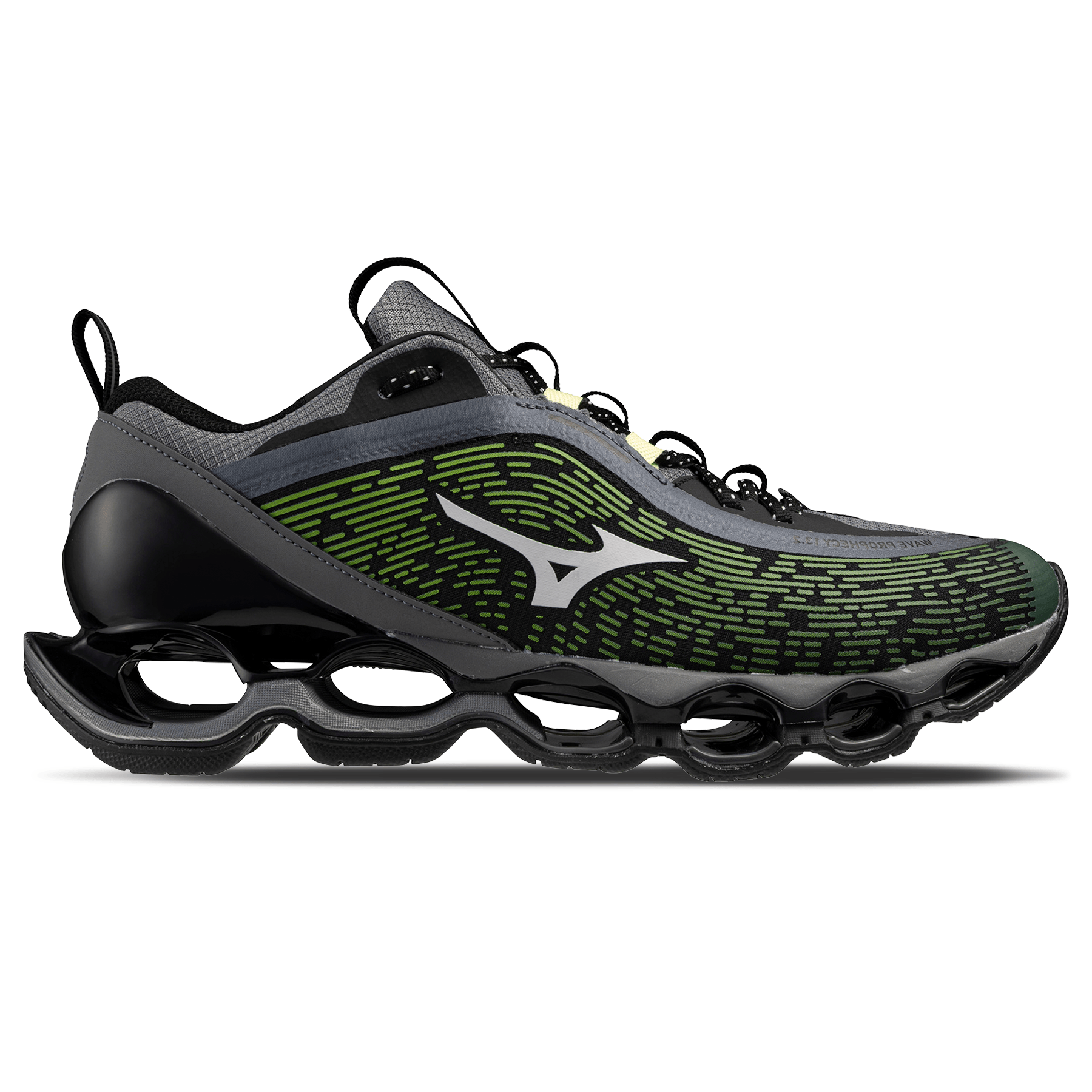 Mizuno Wave Prophecy 13.2 'Green Glow Cloudscape Quiet Shade' — UK 4 | EU 36.5 | US 5 — Side View