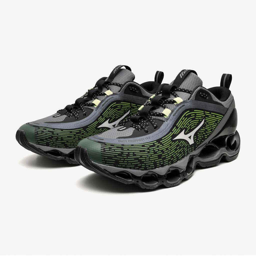 Mizuno Wave Prophecy 13.2 'Green Glow Cloudscape Quiet Shade' — UK 4 | EU 36.5 | US 5 — Back View