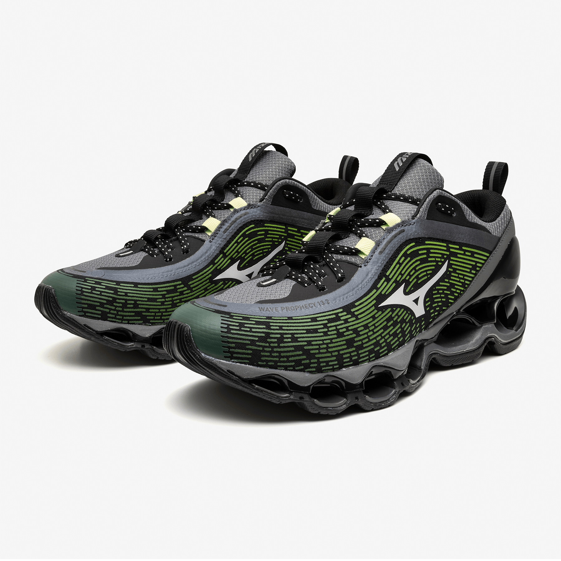 Mizuno Wave Prophecy 13.2 'Green Glow Cloudscape Quiet Shade' — UK 4 | EU 36.5 | US 5 — Back View