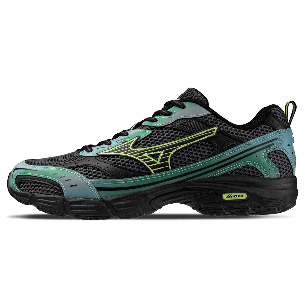 Mizuno MXR Lenticular 'Iron Gate Grossular Green Black' — UK 4 | EU 36.5 | US 5 — Front View