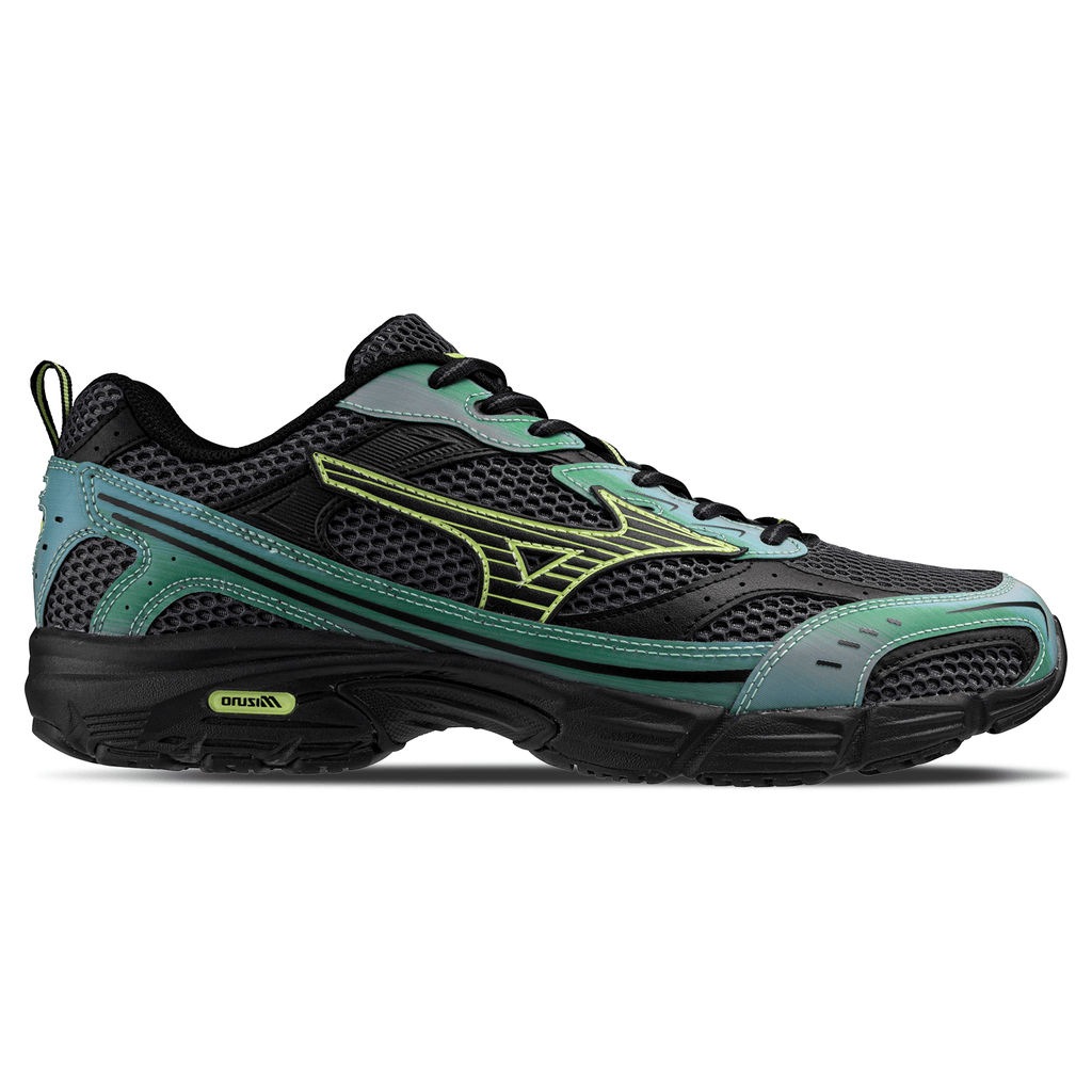 Mizuno MXR Lenticular 'Iron Gate Grossular Green Black' — UK 4 | EU 36.5 | US 5 — Side View