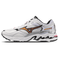 Mizuno Wave Mustang LS OG 'White Artisan's Gold Galaxy Silver' — UK 4 | EU 36.5 | US 5 — Front View