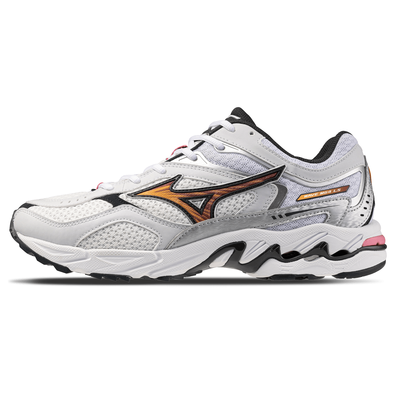 Mizuno Wave Mustang LS OG 'White Artisan's Gold Galaxy Silver' — UK 4 | EU 36.5 | US 5 — Front View