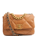 Chanel Shoulder Bag Chanel 19 in Brown, Calfskin Leather — Front View