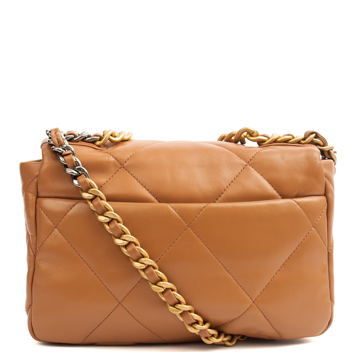 Chanel Shoulder Bag Chanel 19 in Brown, Calfskin Leather — Back View