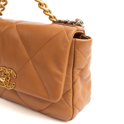 Chanel Shoulder Bag Chanel 19 in Brown, Calfskin Leather — Detail View
