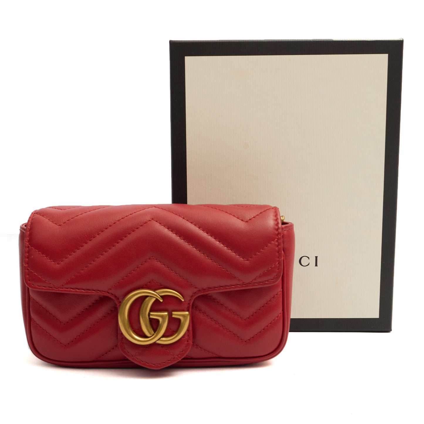 Gucci Cross Body Marmont Shoulder Flap Bag - Mini in Red, Leather — Lifestyle View