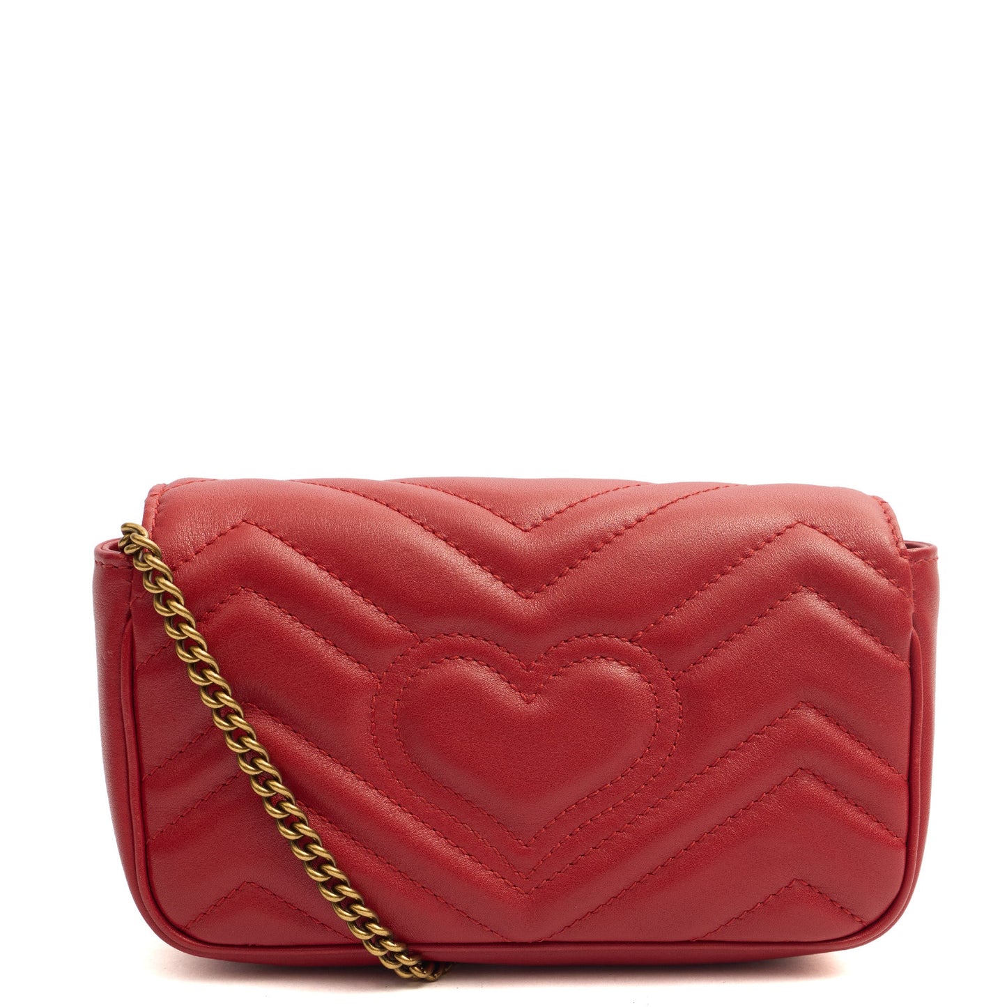 Gucci Cross Body Marmont Shoulder Flap Bag - Mini in Red, Leather — Back View