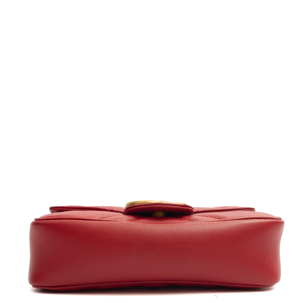 Gucci Cross Body Marmont Shoulder Flap Bag - Mini in Red, Leather — Top View