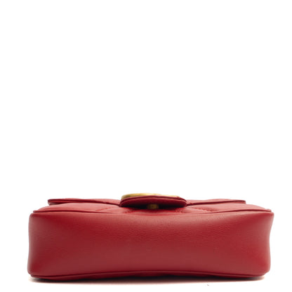 Gucci Cross Body Marmont Shoulder Flap Bag - Mini in Red, Leather — Top View