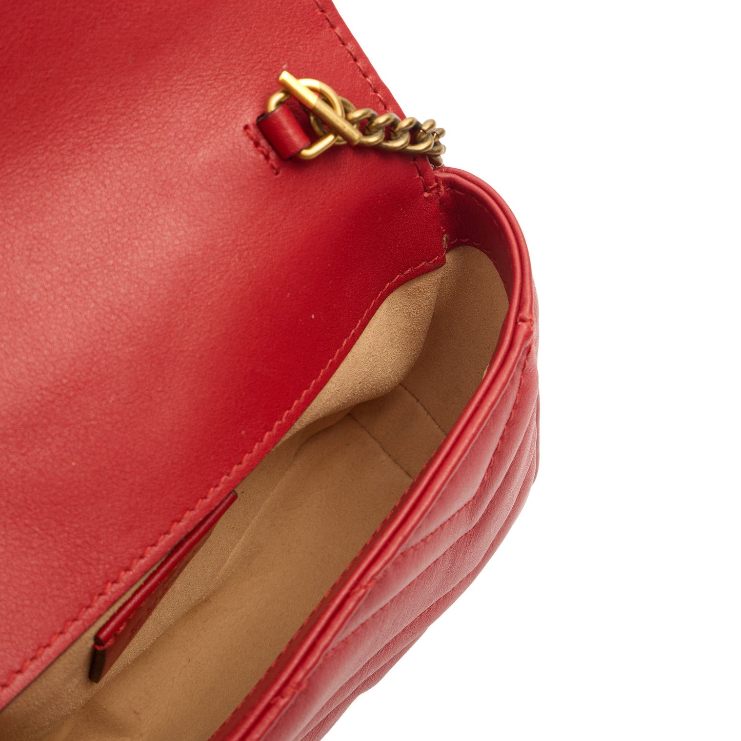 Gucci Cross Body Marmont Shoulder Flap Bag - Mini in Red, Leather — Alternate View 7