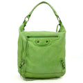 Balenciaga Shoulder Bag Motocross Giant 21 in Green, Leather — Front View