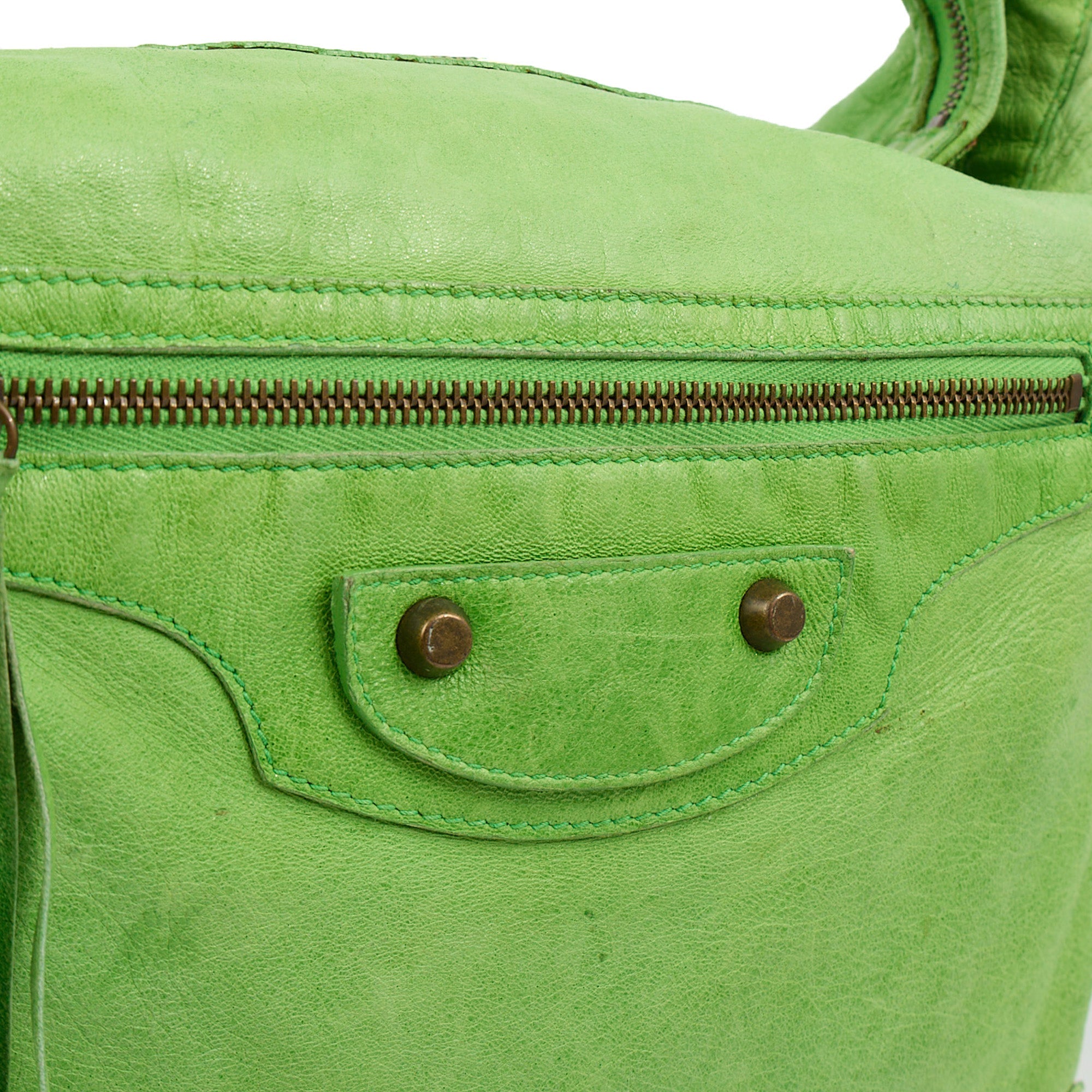 Balenciaga Shoulder Bag Motocross Giant 21 in Green, Leather — Back View