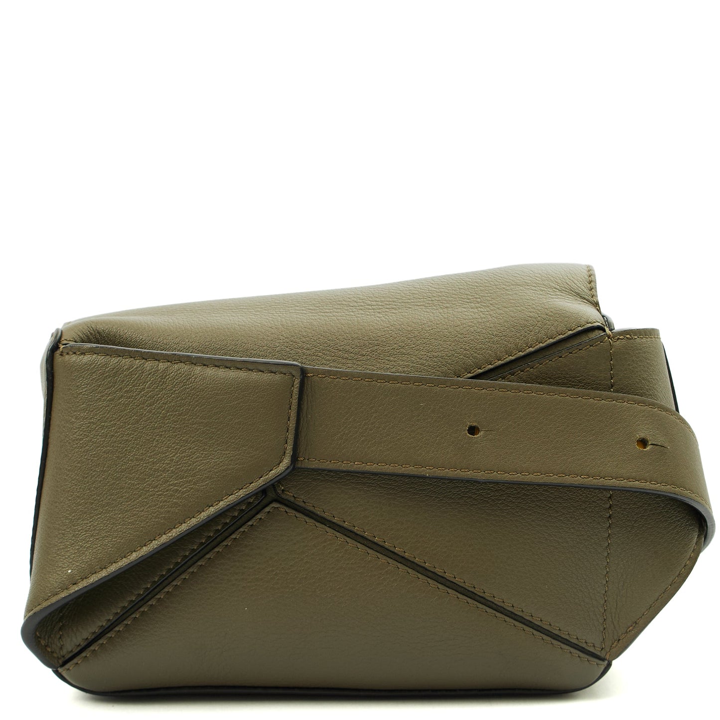 Loewe Cross Body Puzzle Edge Belt Bag in Green, Leather — Back View