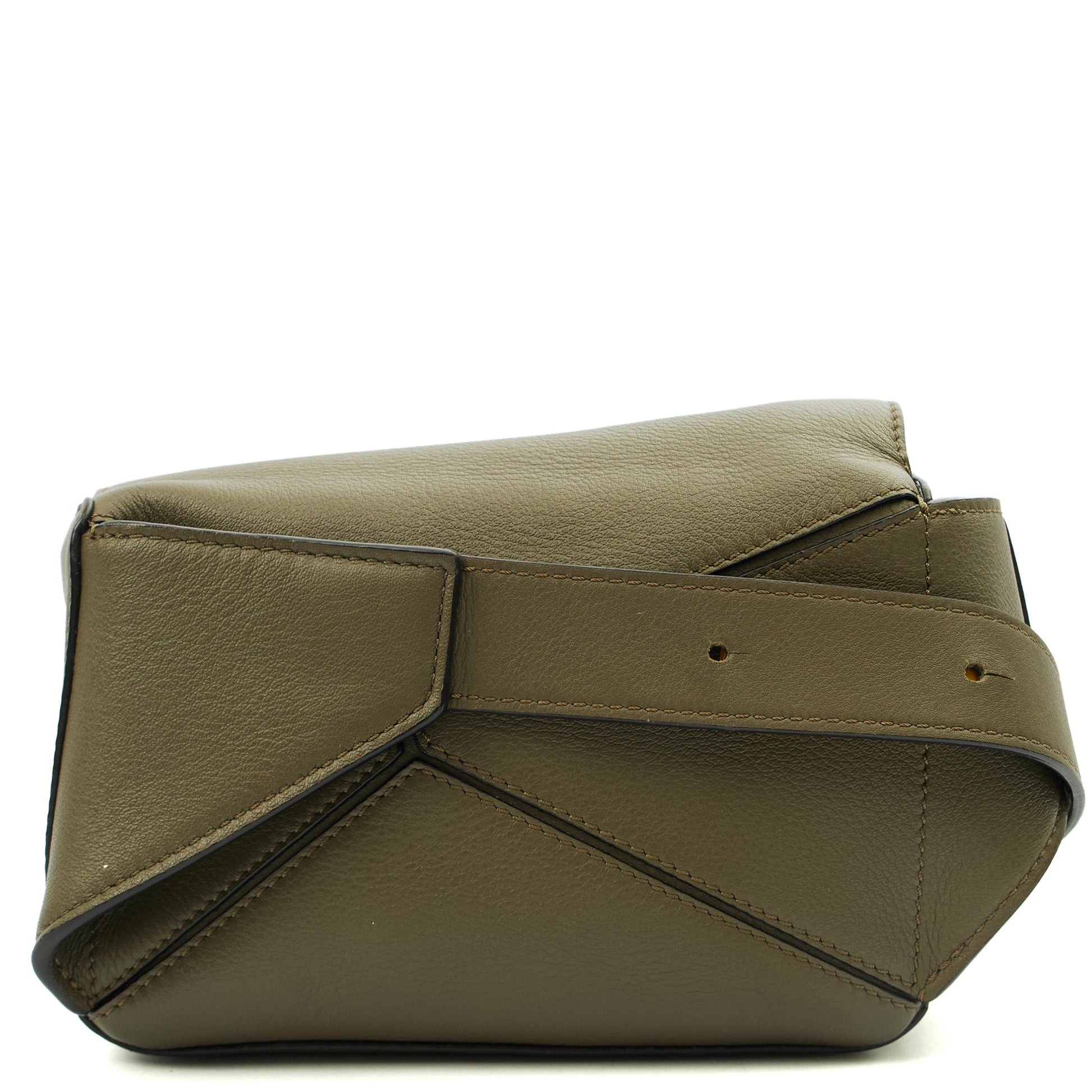 Loewe Cross Body Puzzle Edge Belt Bag in Green, Leather — Back View