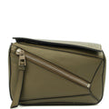 Loewe Cross Body Puzzle Edge Belt Bag in Green, Leather — Front View