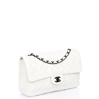 Chanel Classic Single Flap - Large in White, Leather — Side View