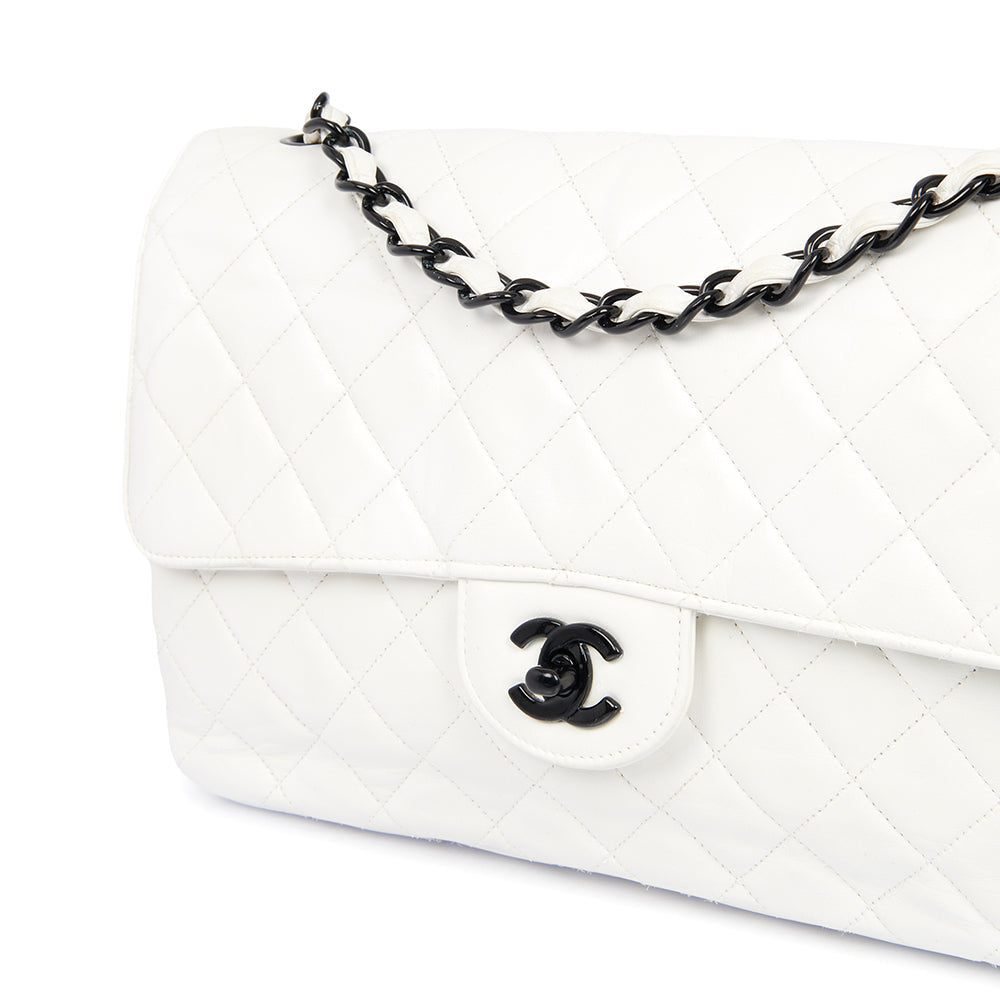 Chanel Classic Single Flap - Large in White, Leather — Alternate View 28