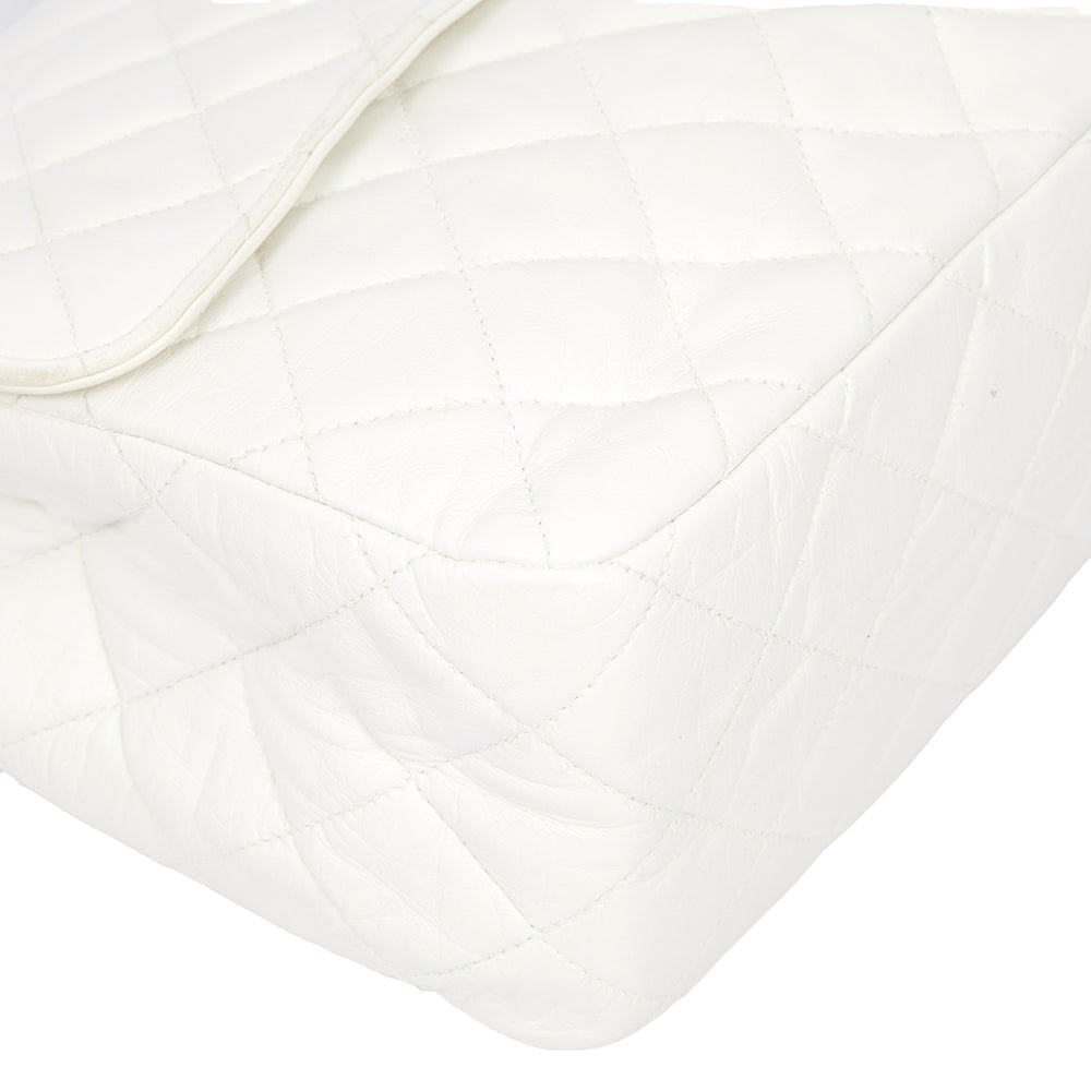 Chanel Classic Single Flap - Large in White, Leather — Alternate View 40