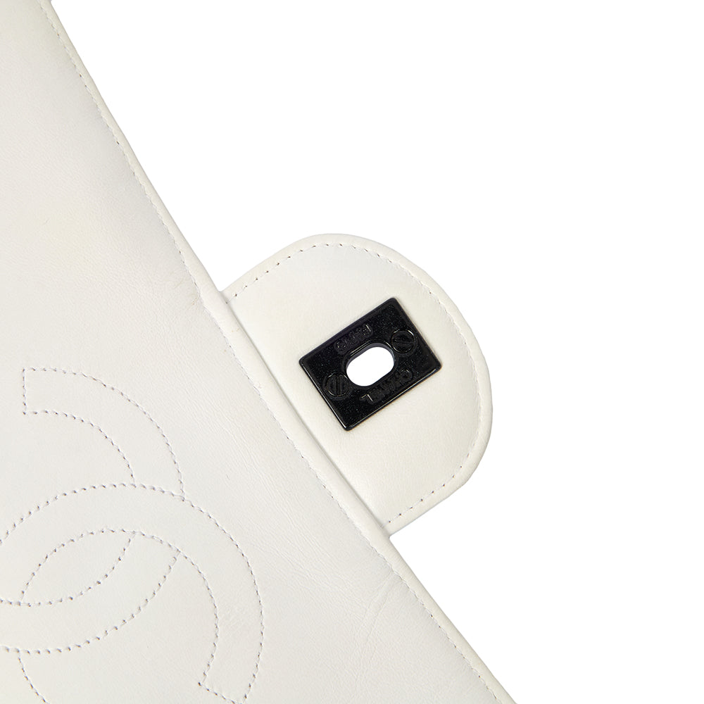 Chanel Classic Single Flap - Large in White, Leather — Alternate View 54