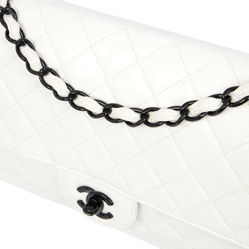 Chanel Classic Single Flap - Large in White, Leather — Alternate View 30