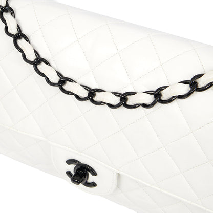 Chanel Classic Single Flap - Large in White, Leather — Alternate View 30