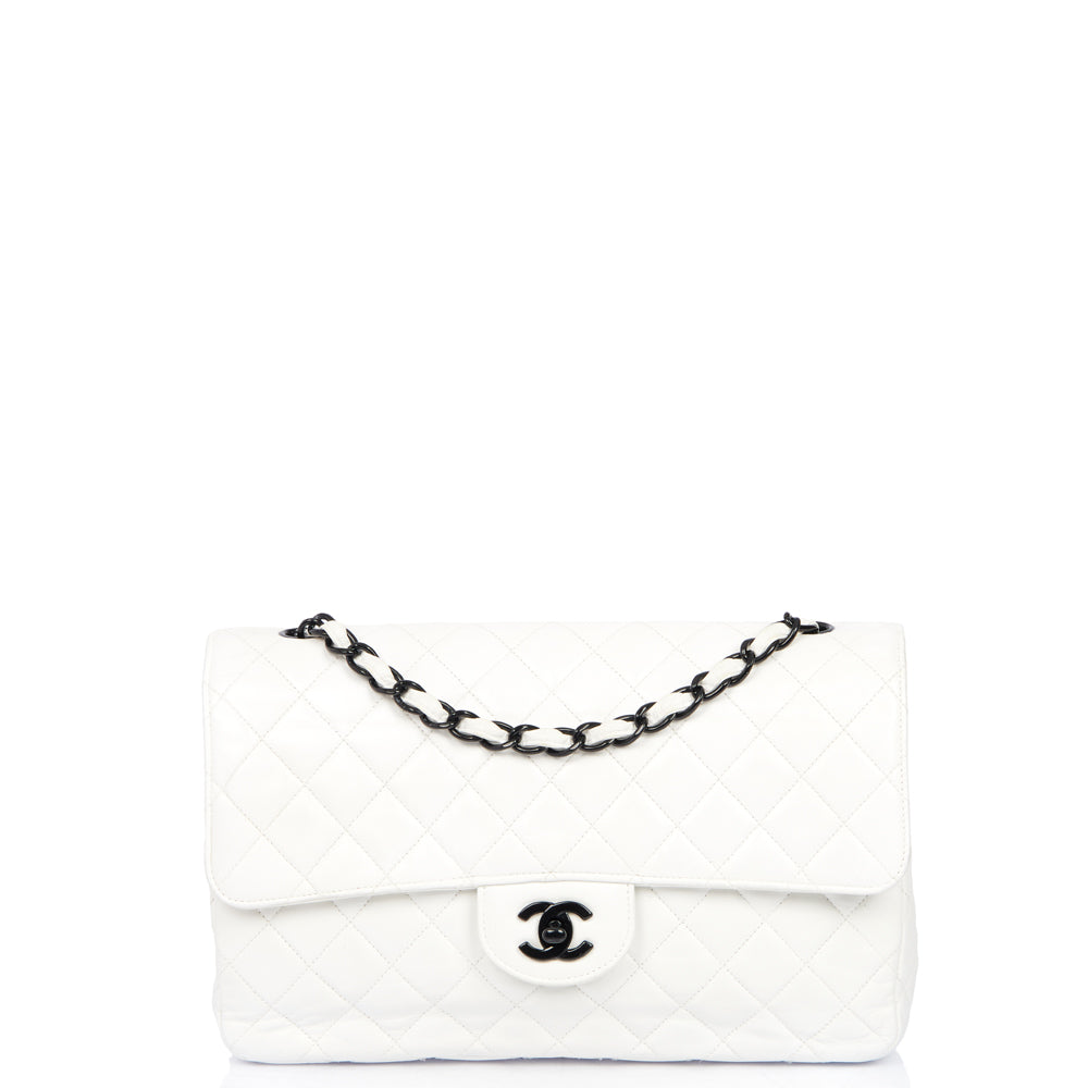 Chanel Classic Single Flap - Large in White, Leather — Alternate View 43