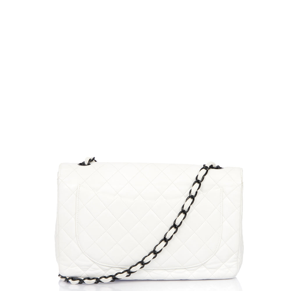 Chanel Classic Single Flap - Large in White, Leather — Alternate View 25
