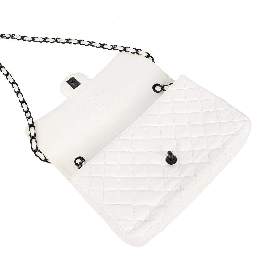 Chanel Classic Single Flap - Large in White, Leather — Alternate View 11