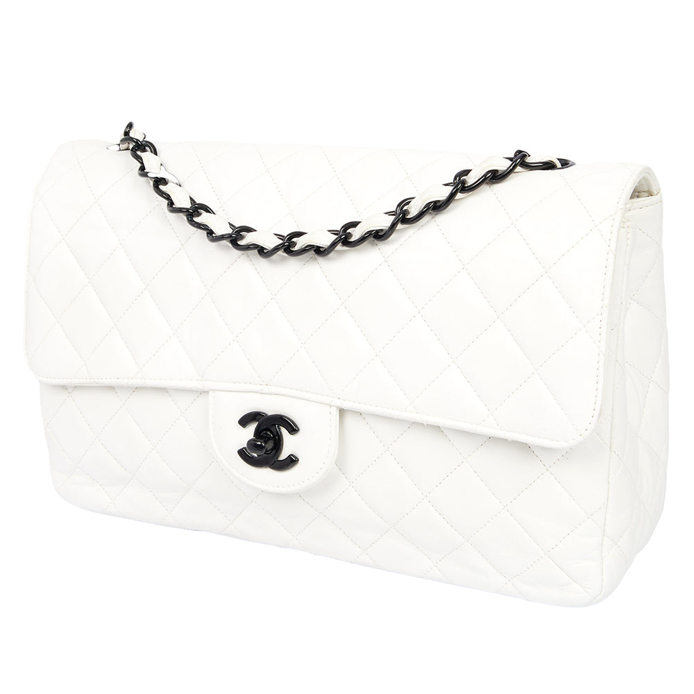 Chanel Classic Single Flap - Large in White, Leather — Alternate View 27