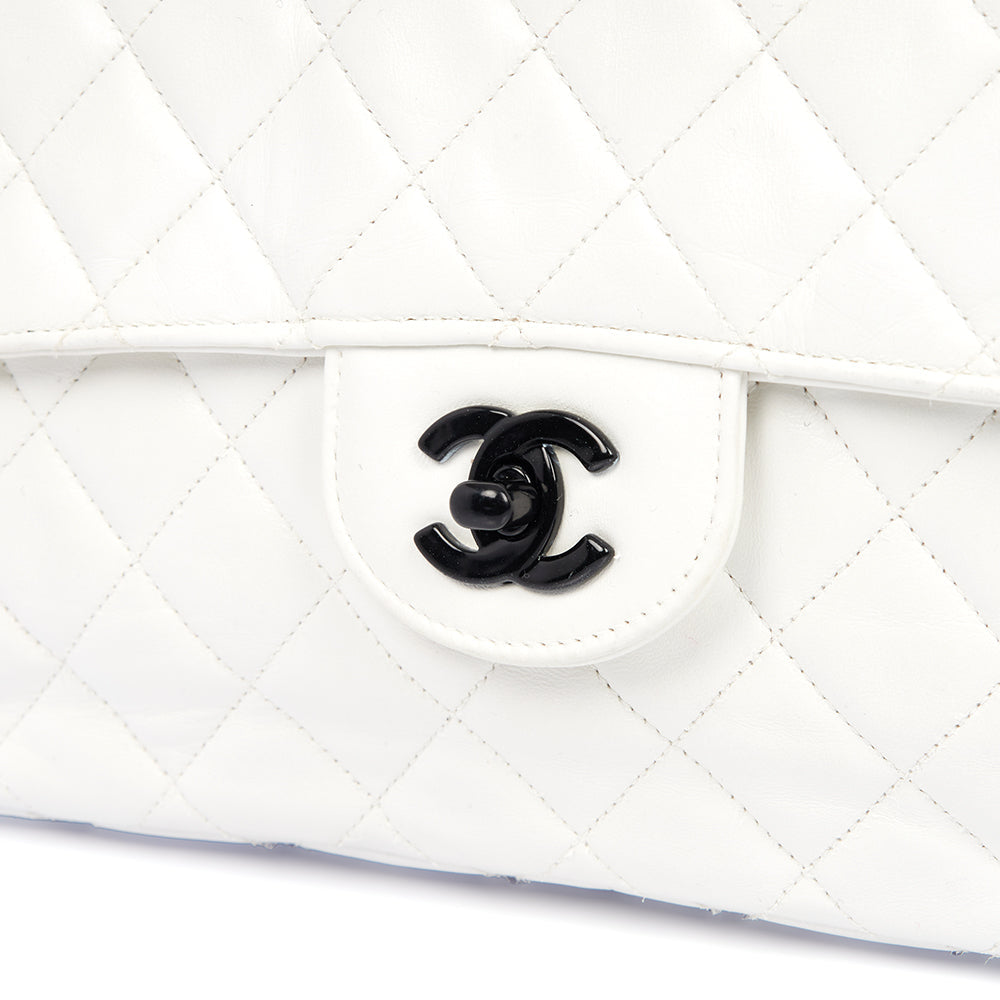 Chanel Classic Single Flap - Large in White, Leather — Alternate View 8