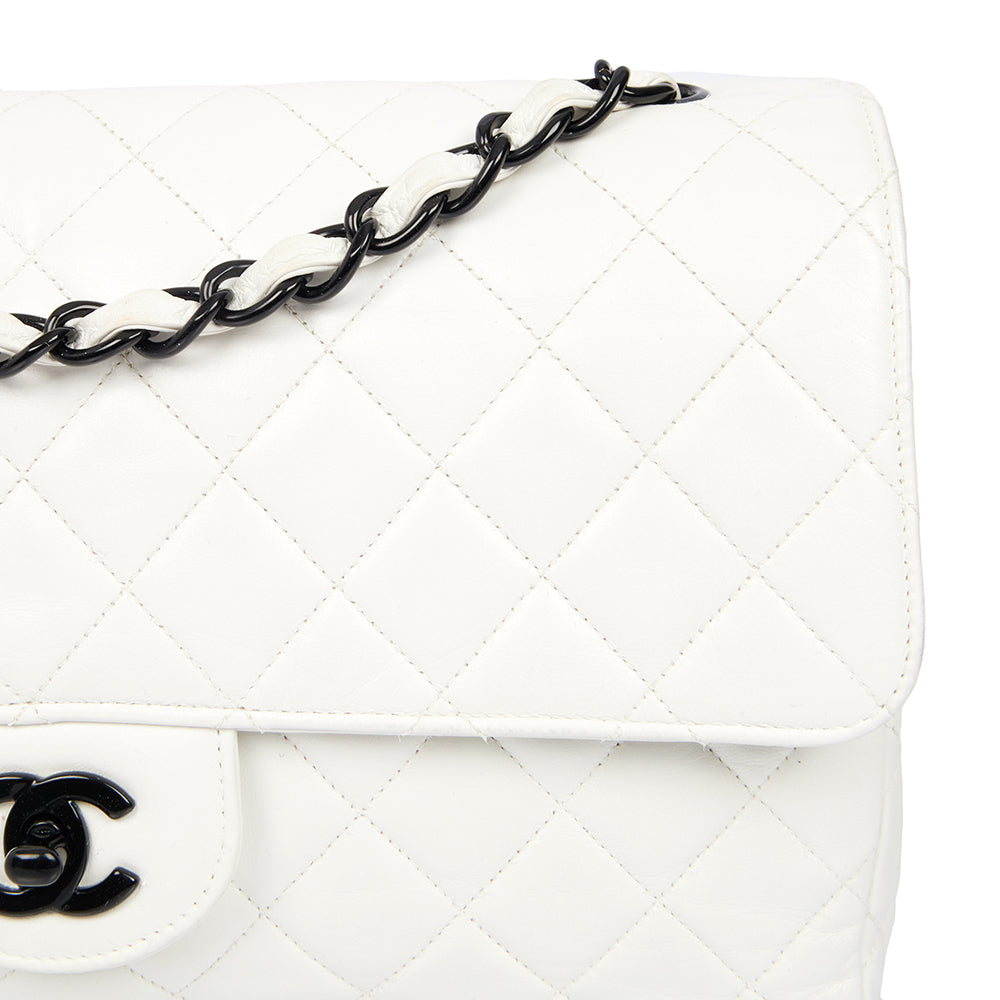 Chanel Classic Single Flap - Large in White, Leather — Alternate View 52
