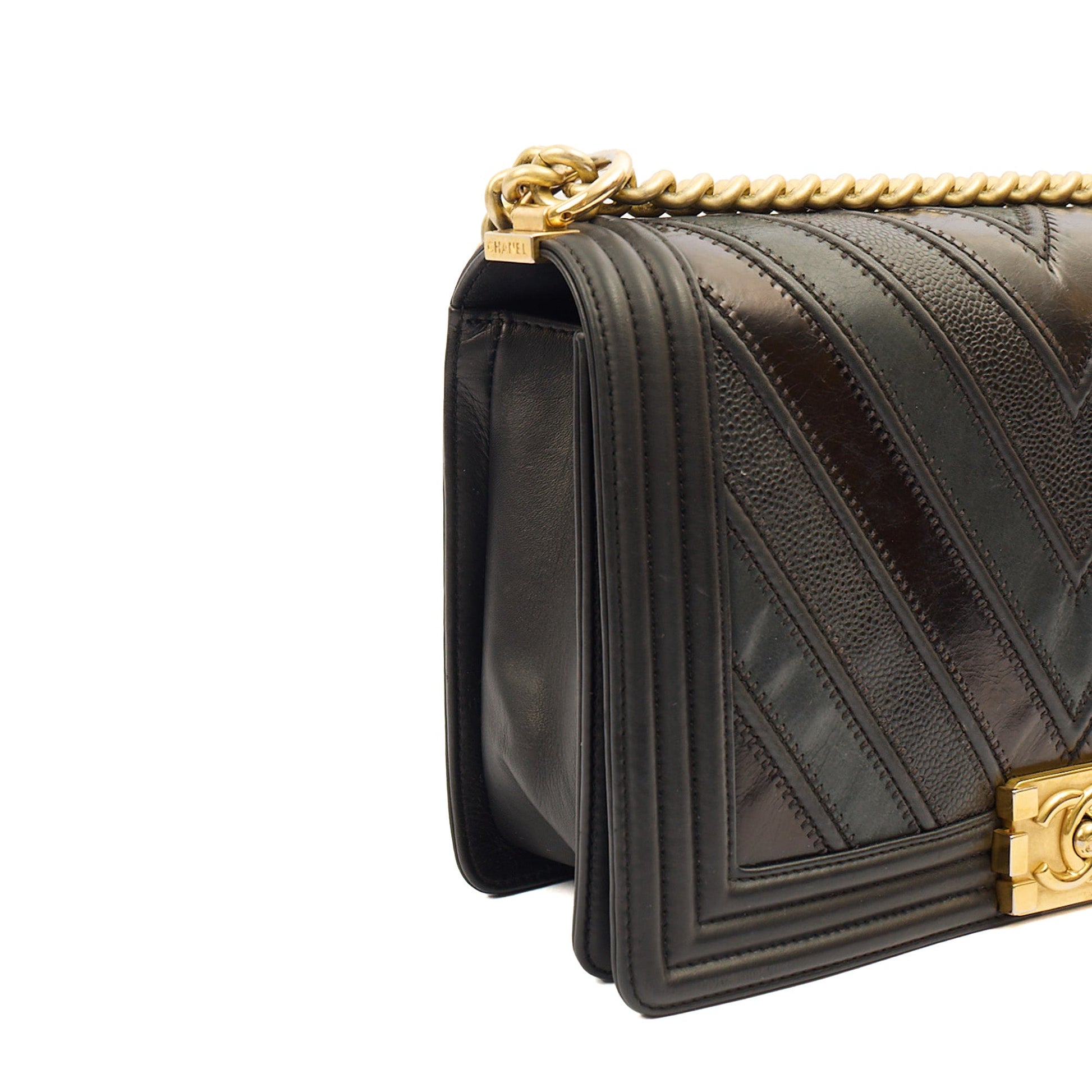 Chanel Shoulder Bag Boy - Medium in Black, Calfskin Leather — Alternate View 7