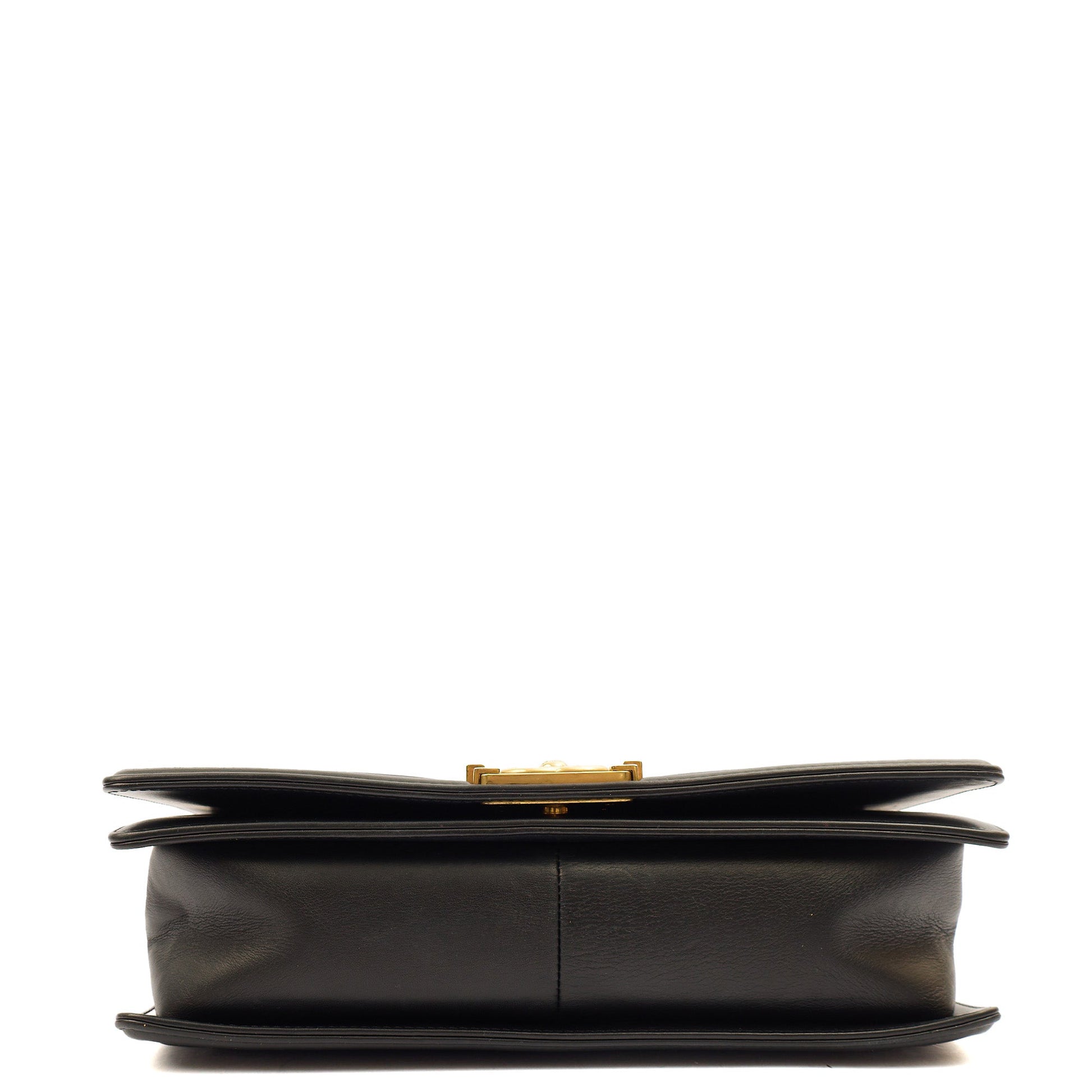 Chanel Shoulder Bag Boy - Medium in Black, Calfskin Leather — Top View