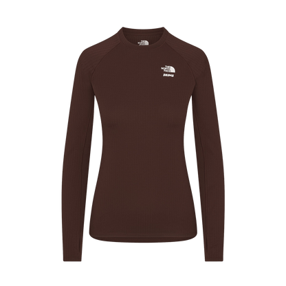 SKIMS x The North Face Dotknit Long Sleeve Top 'Cocoa' — XXS — Front View